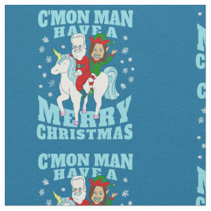 christmas santa joe biden kamala harris unicorn fabric