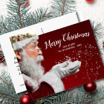 Christmas Santa Just Believe Custom Family Photo Postcard<br><div class="desc">Celebrate the season with this Christmas postcard featuring a Santa blowing holiday magical snowflake dust. The backside features your custom photo and personal note. Easily delete these options.  A postcard that is sure to bring a smile to both friends and family.</div>