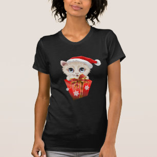 Christmas Santa Kitten with Gift T-Shirt