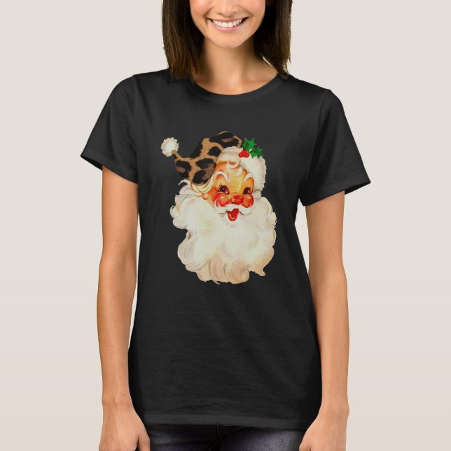 Christmas Santa Leopard Hat Merry Xmas Cute  Women T-Shirt (Front)