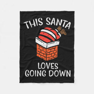 Christmas Santa Loves Going Down Chimney Fun Xmas Fleece Blanket