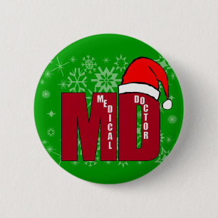 CHRISTMAS SANTA MD - MEDICAL DOCTOR 2 INCH ROUND BUTTON