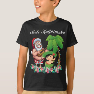 Christmas Santa Mele Kalikimaka Hawaii Palm Tree P T-Shirt