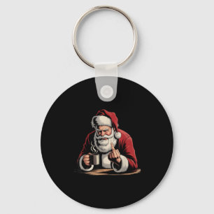 Christmas Santa Middle Finger Sarcastic Xmas Funny Keychain