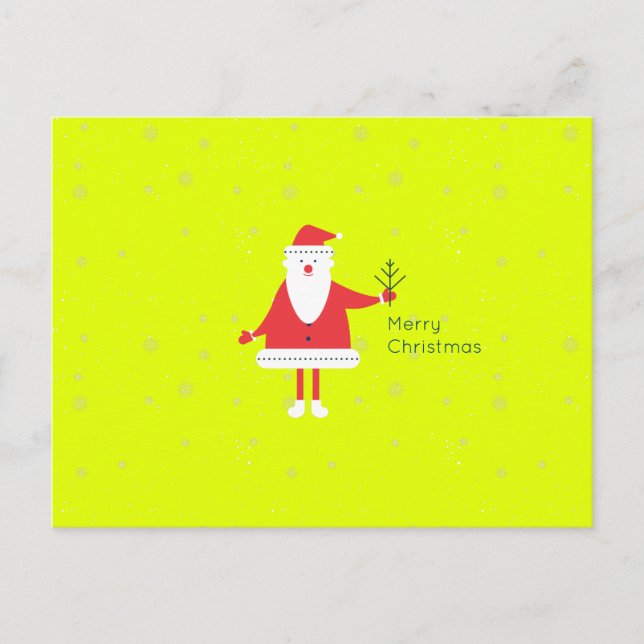 Christmas Santa Modern Flat Custom Colour EDITABLE Holiday Postcard (Front)