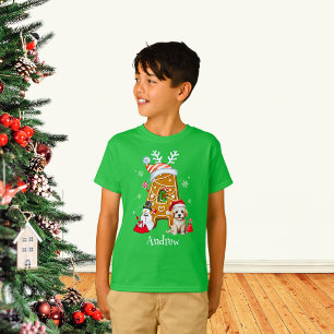 Christmas Santa Monogram Gingerbread Letter A Boy T-Shirt