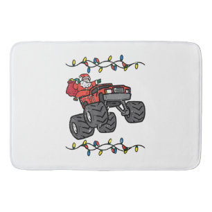 Christmas Santa Monster Truck Boys Kids Toddler Yo Bath Mat