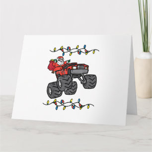 Christmas Santa Monster Truck Boys Kids Toddler Yo Card