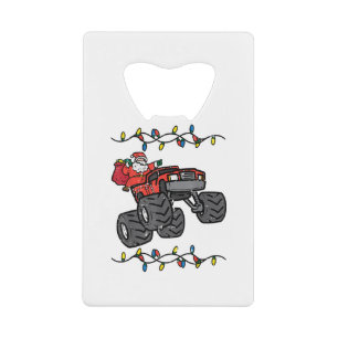 Christmas Santa Monster Truck Boys Kids Toddler Yo Credit Card Bottle Opener