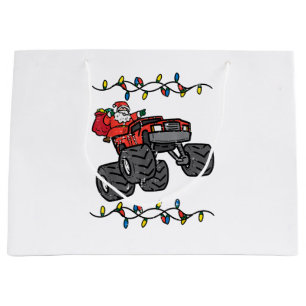 Christmas Santa Monster Truck Boys Kids Toddler Yo Large Gift Bag