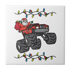 Christmas Santa Monster Truck Boys Kids Toddler Yo Tile