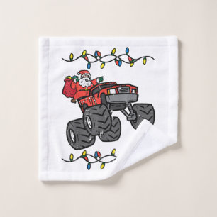 Christmas Santa Monster Truck Boys Kids Toddler Yo Wash Cloth