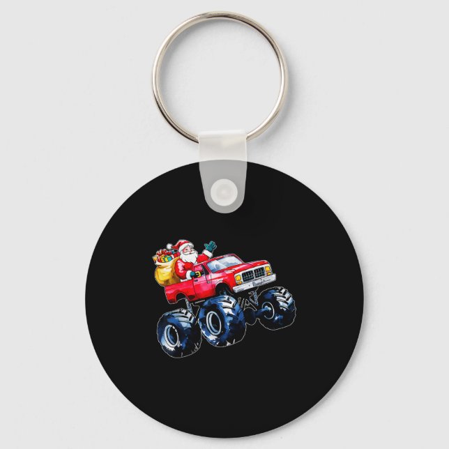 Christmas Santa Monster Truck Xmas Boys Kids Toddl Keychain (Front)