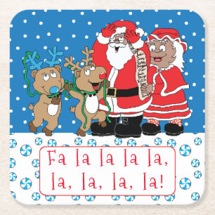 Christmas Santa Mrs Claus of Colour Square Paper Coaster