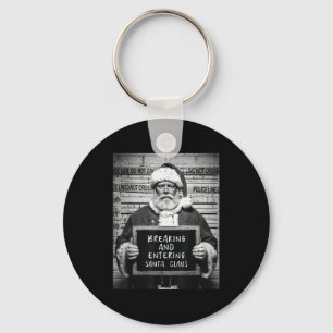 Christmas Santa Mugshot Breaking Entering Xmas Men Keychain