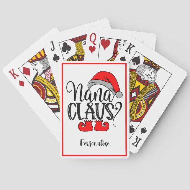 Christmas Santa Nana Claus Funny Holiday Playing Cards (Back)