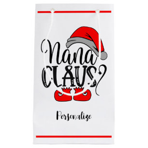 Christmas Santa Nana Claus Funny Holiday Small Gift Bag