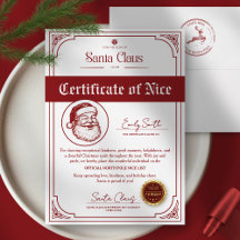 Christmas Santa Nice List Certificate
