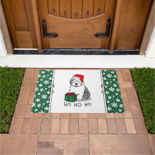 Christmas Santa Old English Sheepdog (Grey 1) Cute Doormat
