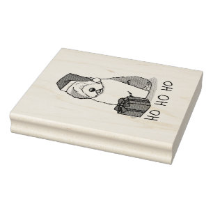 Christmas Santa Old English Sheepdog (Grey 1) Cute Rubber Stamp