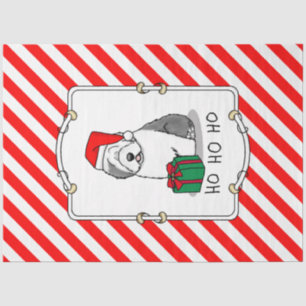Christmas Santa Old English Sheepdog (Grey 1) Cute Tissue Paper