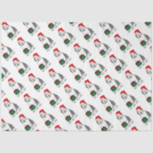 Christmas Santa Old English Sheepdog (Grey 1) Cute Tissue Paper