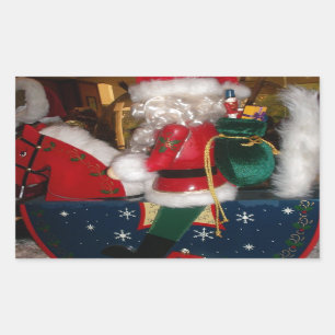 Christmas Santa on a Horse with Snow Art Print Sticker