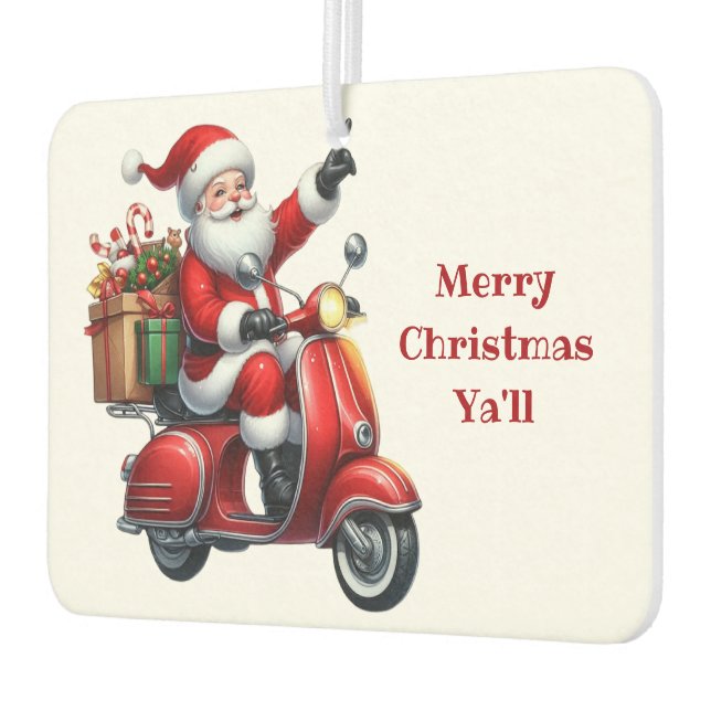 Christmas Santa On A Scooter Air Freshener (Left)