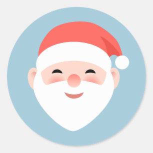 Christmas Santa on Light Blue Classic Round Sticker