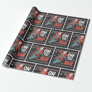 Christmas Santa on Motorcycle Wrapping Paper