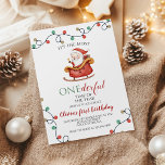 Christmas Santa Onederful First Birthday Invitation<br><div class="desc">It's the most ONEderful time of the year! Santa first birthday party invitation with watercolor santa snd sleigh and red polka dot back.</div>