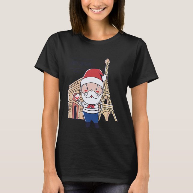 Christmas Santa Paris France T-Shirt (Front)