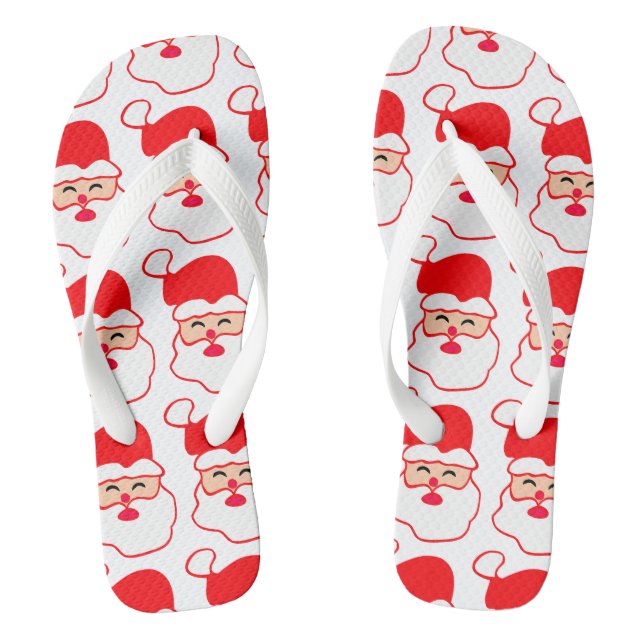 Christmas Santa Pattern Flip Flops (Footbed)