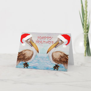 Christmas Santa pelicans Holiday cards