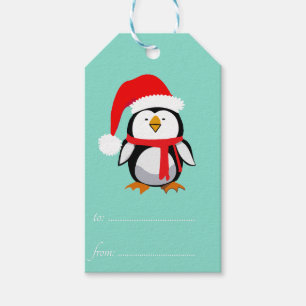 Christmas Santa Penguin cute mint Gift Tags