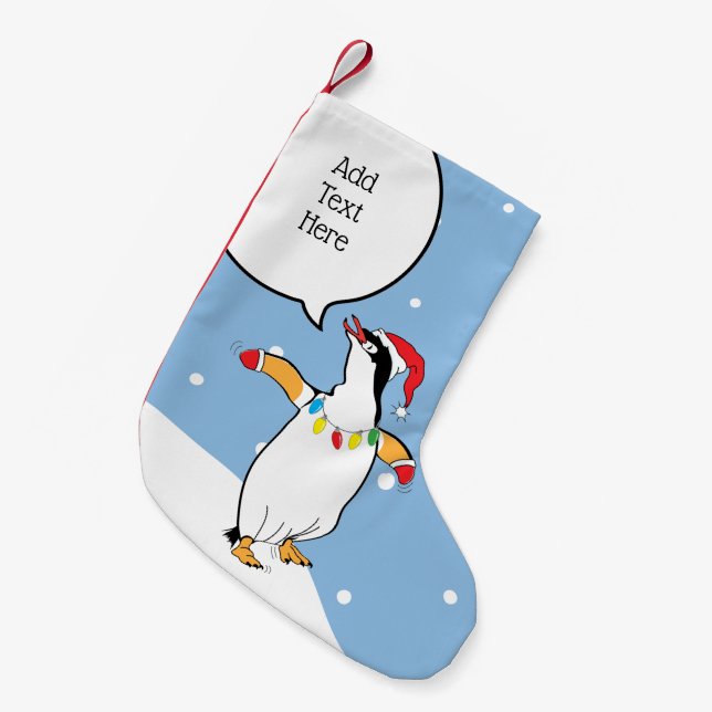 Christmas Santa Penguin Says Small Christmas Stocking (Front (Hanging))
