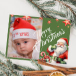 Christmas Santa Personalized Photo Green Postcard<br><div class="desc">Christmas Personalized Photo Postcard Santa Claus
Collection: 
https://www.zazzle.com/collections/love_christmas_collection-119212194434211063</div>