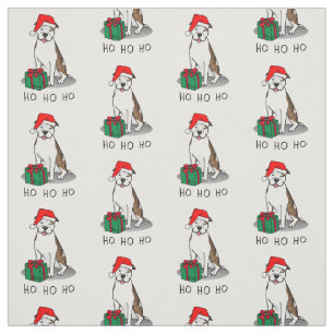 Christmas Santa Pit Bull (lt brindle white 3) Cute Fabric