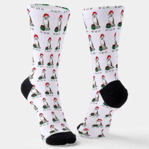 Christmas Santa Pit Bull (lt brindle white 3) Cute Socks