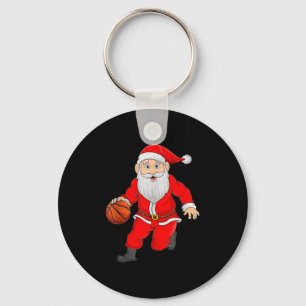 Christmas Santa Playing Basketball Xmas Funny Srts Keychain