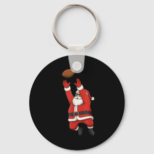 Christmas Santa Playing Football For Boys Teens Me Keychain