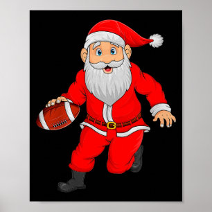 Christmas Santa Playing Football Xmas Funny Srts P Poster