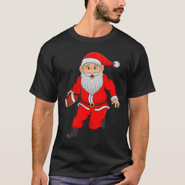 Christmas Santa Playing Football Xmas Funny Srts P T-Shirt (Front)