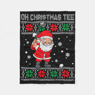 Christmas Santa Playing Golf Xmas Golfer For Mens Fleece Blanket