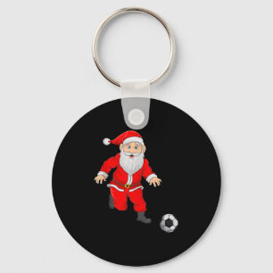 Christmas Santa Playing Soccer Football Xmas Srts Keychain