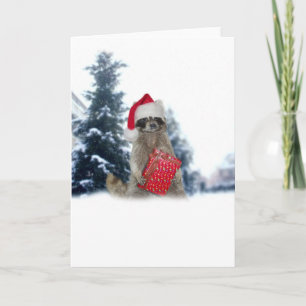 Christmas Santa Raccoon Bandit Holiday Card