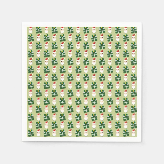 Christmas Santa Red and Green Festive Napkin (Front)