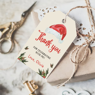 Christmas Santa Red Hat Birthday Favor Gift Tags