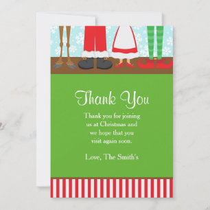 Christmas Santa Reindeer Feet Thank You Card