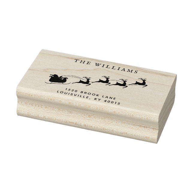 Christmas Santa Reindeer Return Address Rubber Stamp (Stamp)